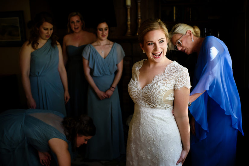 Barrows House wedding;Dorset;Vermont wedding photographers;bride getting dressed