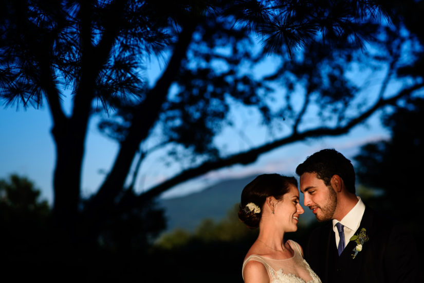 Stowe wedding;Trapp Family Lodge Wedding;Vermont wedding photographers;sunset wedding photo