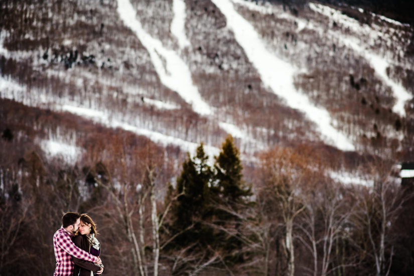 Snow;Stowe Mountain Resort;Vermont Engagement Photos;Winter
